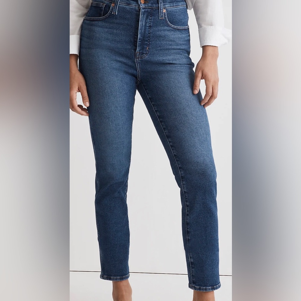 Madewell Women's Highrise Straight Stovepipe Stretch Denim Blue Jeans NWT  SZ 32